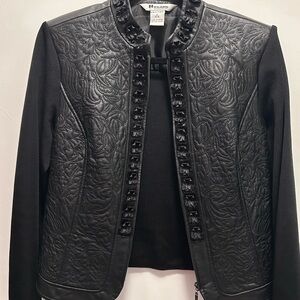 Nygard Embossed Black Leather Jacket